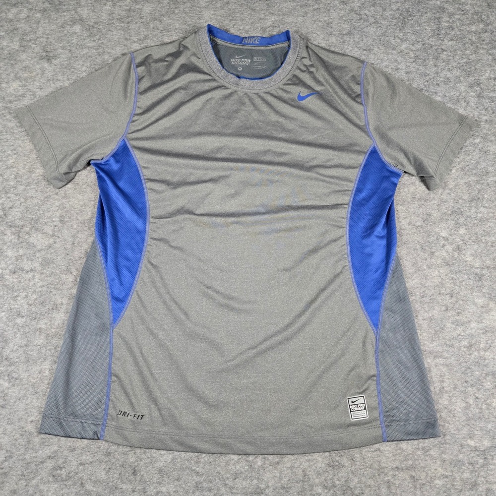 Nike Mens Grey Pro Combat Fitted Short Sleeve Training Shirt XL